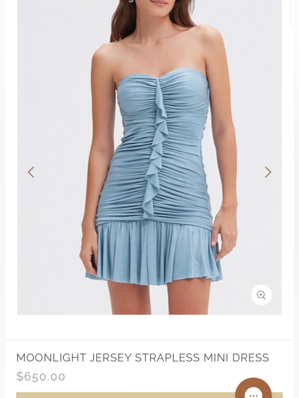 PatBO Moonlight Strapless Ruched Mini Dress Blue Ruffle Hem NWT XS